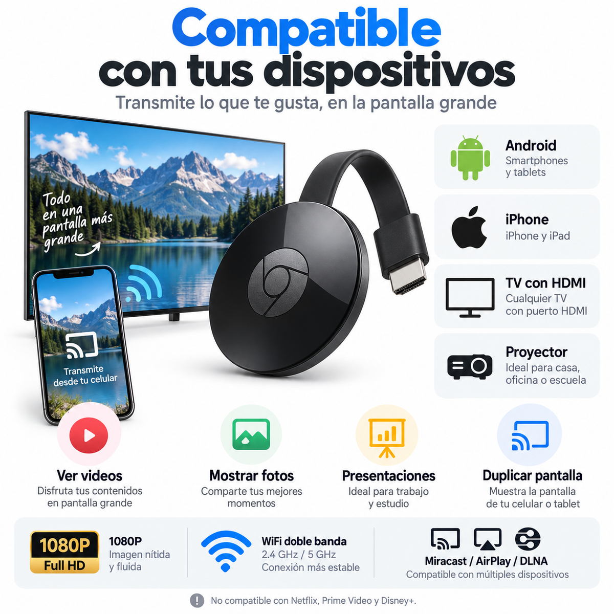 Chromecast Genérico Hdmi Transmisión