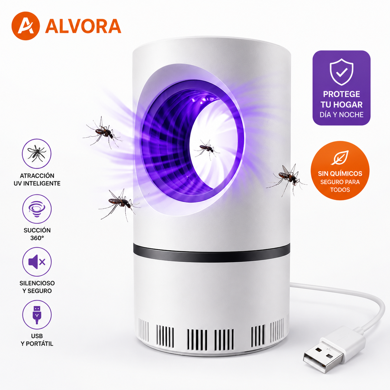 Lámpara Mata Mosquitos UV 360°