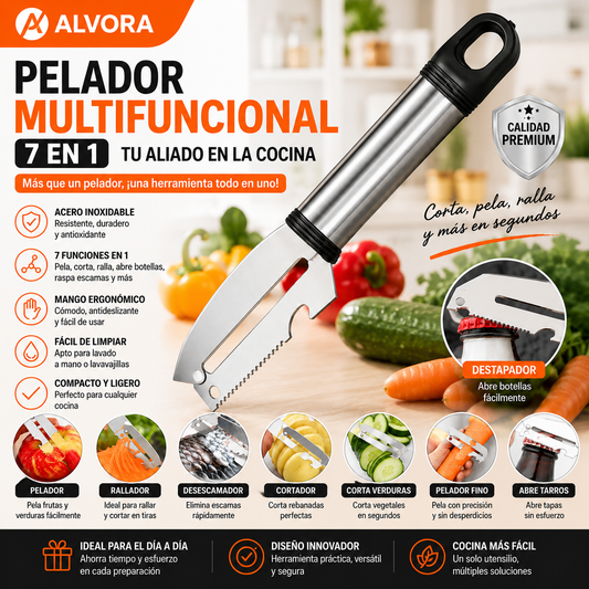 Cuchillo 7 En 1 Pelador Multifuncional